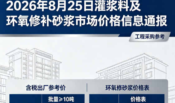 施甸2026年8月25日灌浆料及环氧修补砂浆市场价格信息通报
